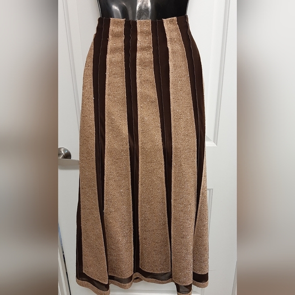 Vintage manigance Montreal Fashion Skirt Tone on Tone Brown Size 16 Stretchy - Picture 4 of 5